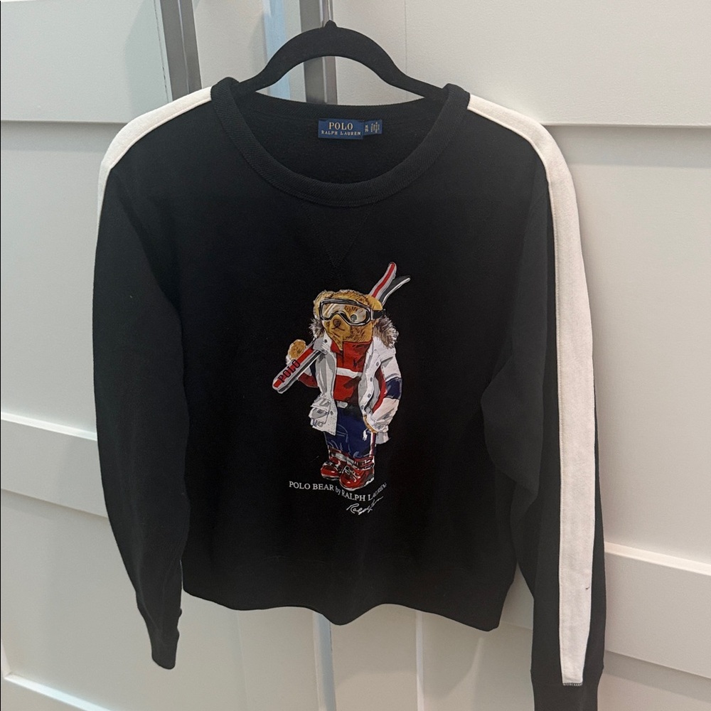 Ralph Lauren Black Sweatshirt with Bear Graphic